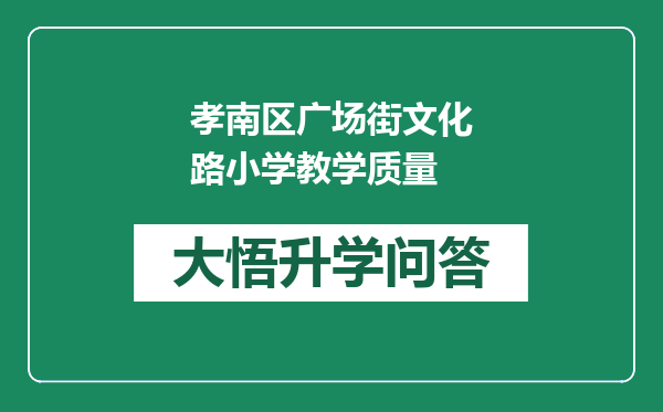孝南区广场街文化路小学教学质量