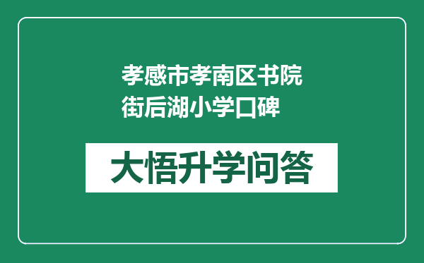 孝感市孝南区书院街后湖小学口碑
