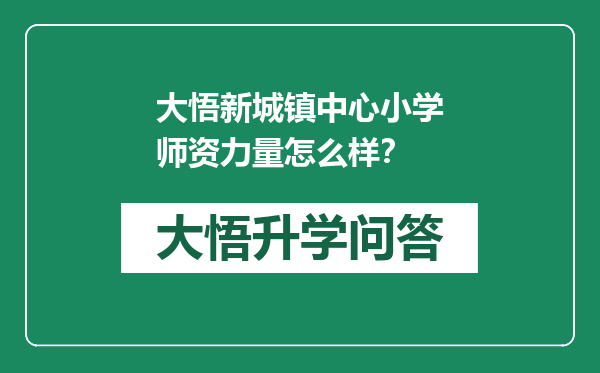 大悟新城镇中心小学师资力量怎么样？