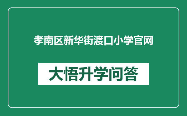 孝南区新华街渡口小学官网