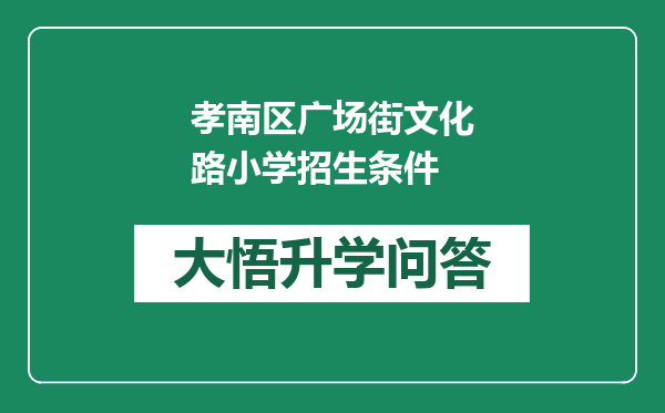 孝南区广场街文化路小学招生条件