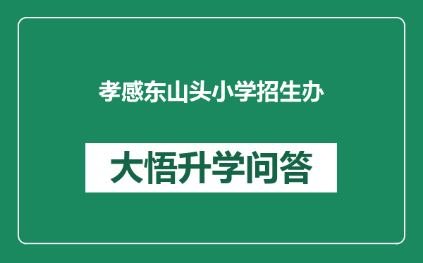 孝感东山头小学招生办