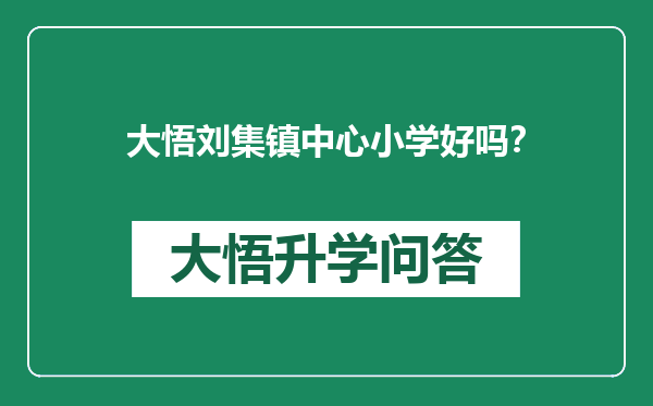 大悟刘集镇中心小学好吗？
