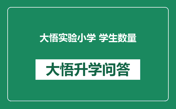 大悟实验小学 学生数量