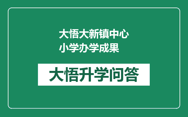 大悟大新镇中心小学办学成果