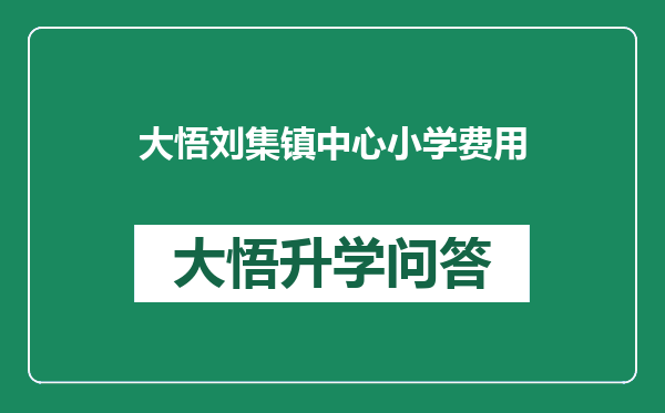 大悟刘集镇中心小学费用