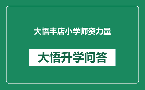 大悟丰店小学师资力量