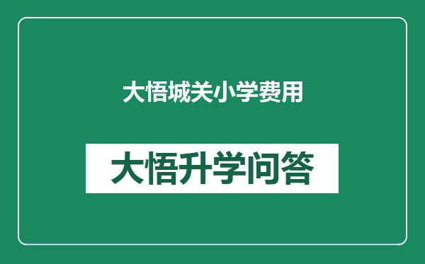 大悟城关小学费用