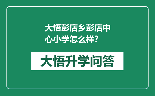 大悟彭店乡彭店中心小学怎么样？