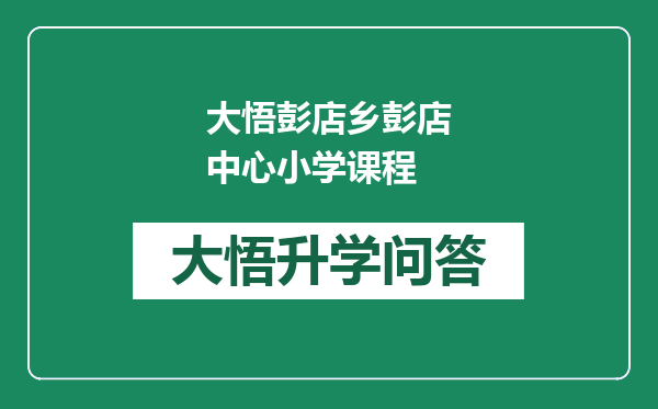 大悟彭店乡彭店中心小学课程