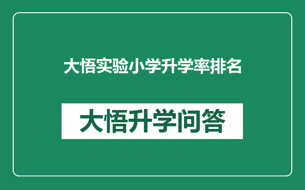 大悟实验小学升学率排名