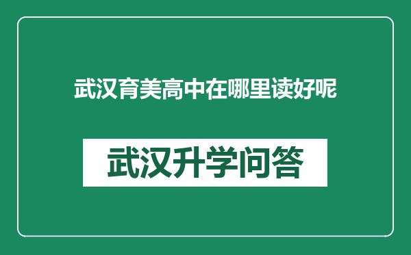 武汉育美高中在哪里读好呢