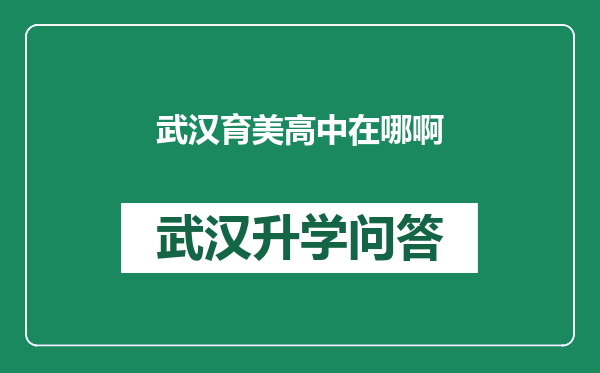 武汉育美高中在哪啊