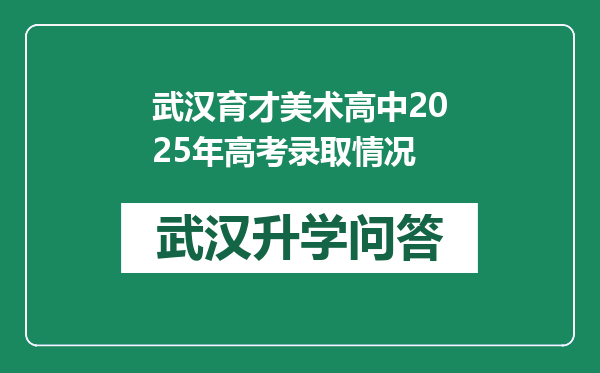 武汉育才美术高中2025年高考录取情况