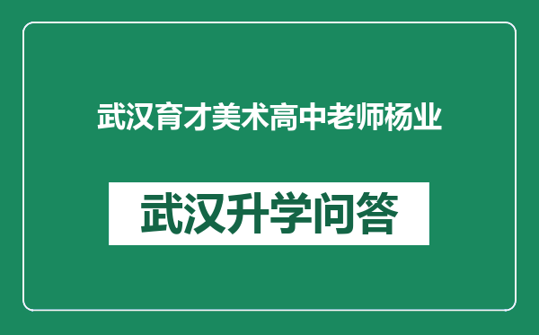 武汉育才美术高中老师杨业