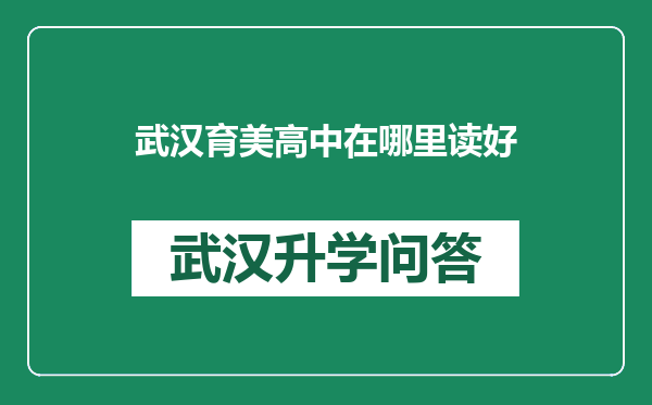 武汉育美高中在哪里读好