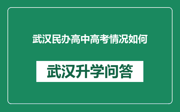 武汉民办高中高考情况如何