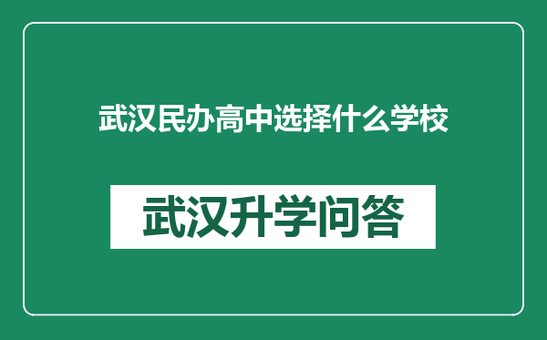 武汉民办高中选择什么学校