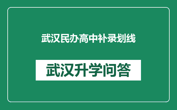 武汉民办高中补录划线