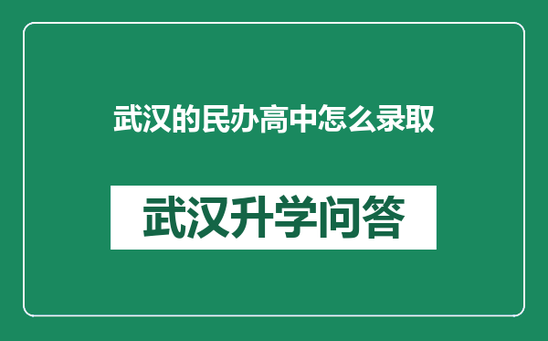 武汉的民办高中怎么录取