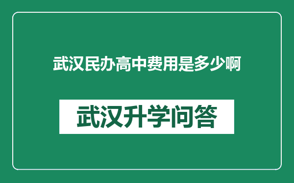 武汉民办高中费用是多少啊