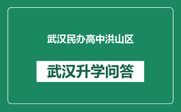 武汉民办高中洪山区