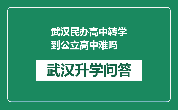 武汉民办高中转学到公立高中难吗
