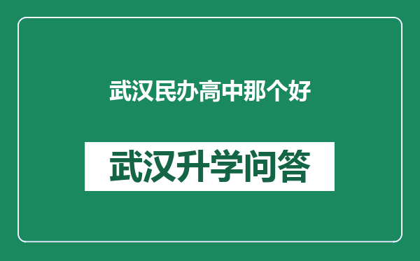 武汉民办高中那个好
