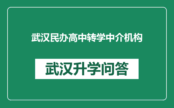 武汉民办高中转学中介机构
