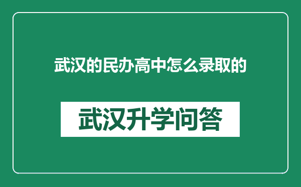 武汉的民办高中怎么录取的