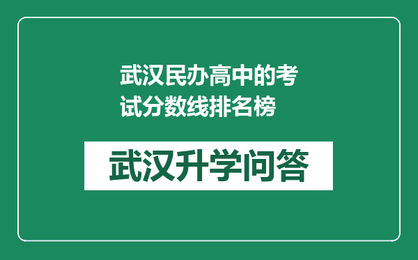 武汉民办高中的考试分数线排名榜