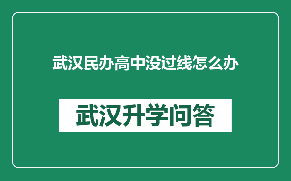 武汉民办高中没过线怎么办