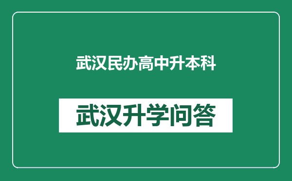 武汉民办高中升本科
