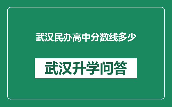 武汉民办高中分数线多少