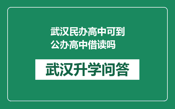 武汉民办高中可到公办高中借读吗
