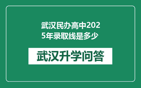 武汉民办高中2025年录取线是多少