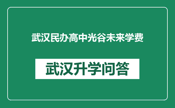 武汉民办高中光谷未来学费