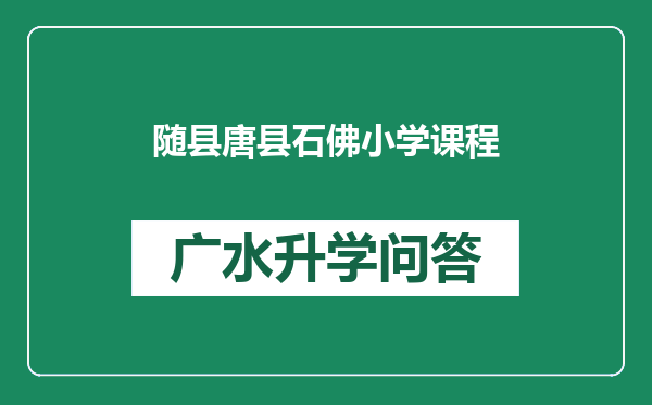 随县唐县石佛小学课程
