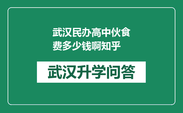 武汉民办高中伙食费多少钱啊知乎