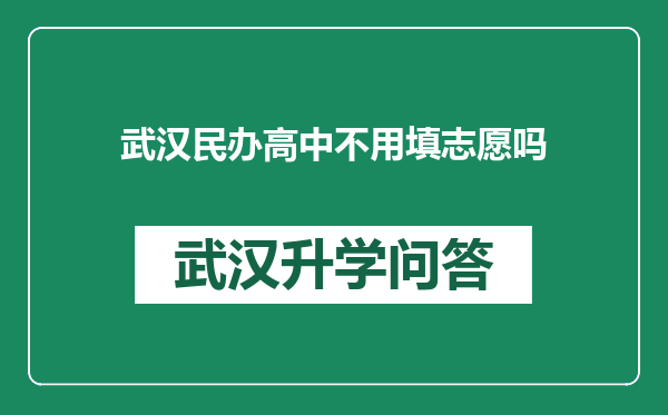 武汉民办高中不用填志愿吗