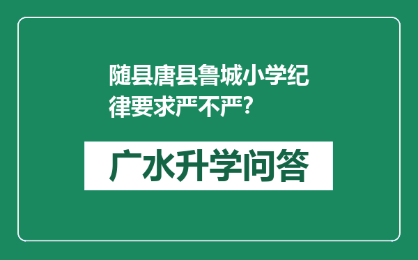 随县唐县鲁城小学纪律要求严不严？