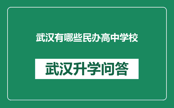 武汉有哪些民办高中学校