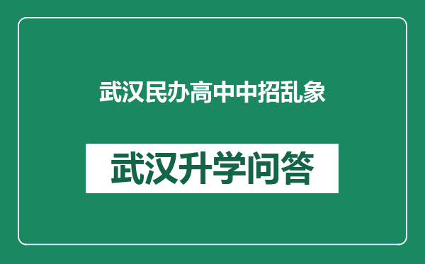 武汉民办高中中招乱象