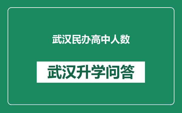 武汉民办高中人数