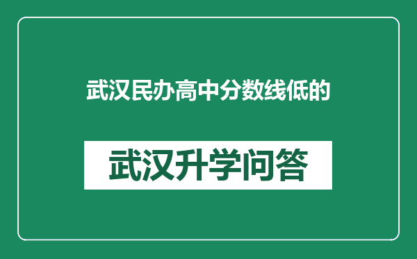 武汉民办高中分数线低的