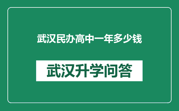 武汉民办高中一年多少钱