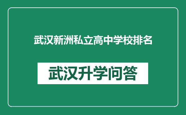 武汉新洲私立高中学校排名