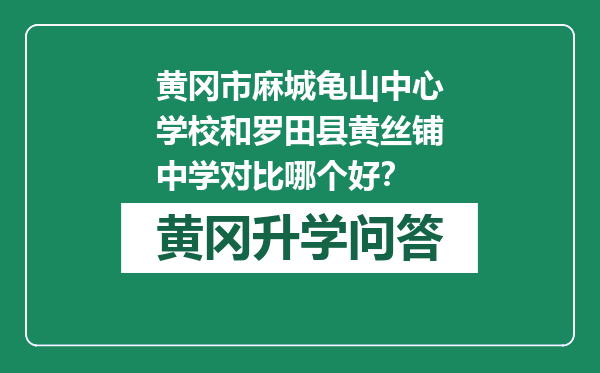 黄冈市麻城龟山中心学校和罗田县黄丝铺中学对比哪个好？