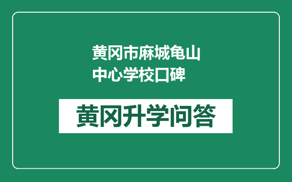 黄冈市麻城龟山中心学校口碑