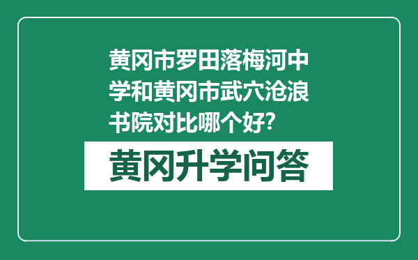 黄冈市罗田落梅河中学和黄冈市武穴沧浪书院对比哪个好？